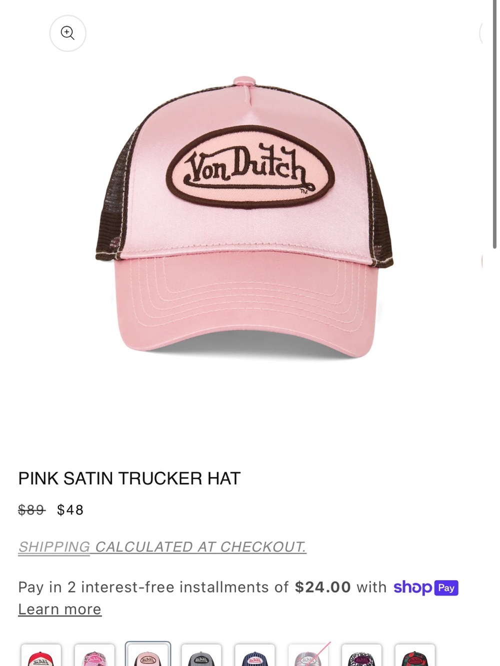 Von Dutch Satin Pink and Brown Mesh Trucker Cap